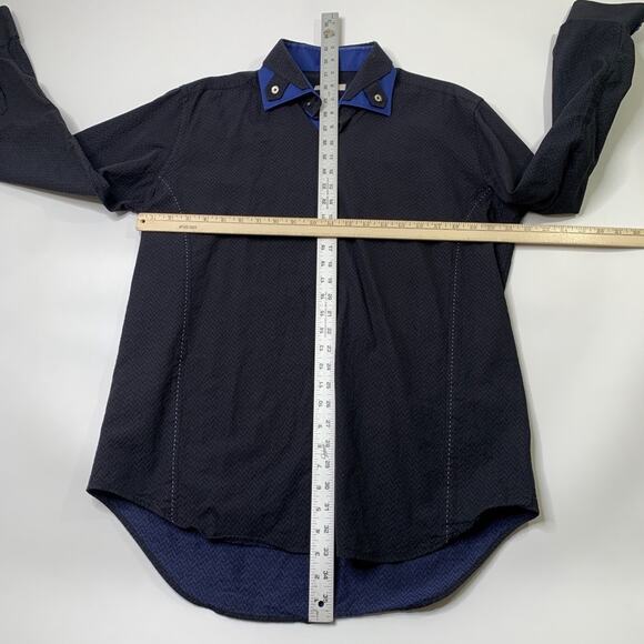 Bogosse Shirt Mens 4 Black Prussian Cotton Byron 83 Long Flip Cuff Button Down - Picture 5 of 10